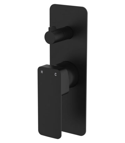 Tono Wall Diverter Mixer, Rectangular Plate, Matte Black