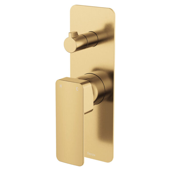 Tono Wall Diverter Mixer, Rectangular Plate, Urban Brass
