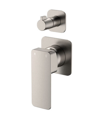 Tono Wall Diverter Mixer, Square Plates, Brushed Nickel