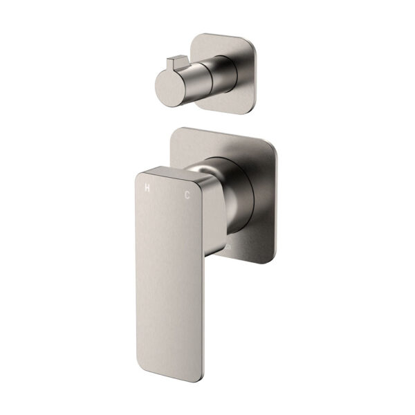 Tono Wall Diverter Mixer, Square Plates, Brushed Nickel