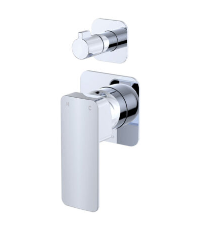 Tono Wall Diverter Mixer, Square Plates, Chrome