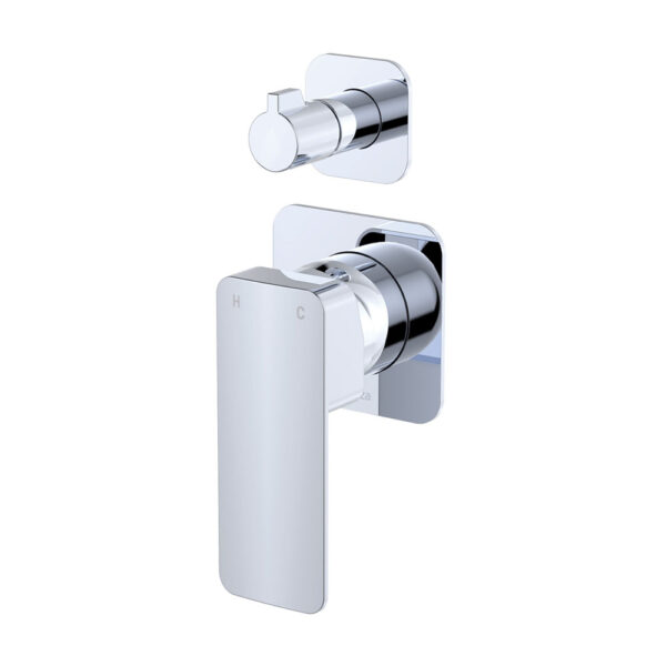 Tono Wall Diverter Mixer, Square Plates, Chrome