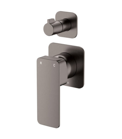Tono Wall Diverter Mixer, Square Plates, Gun Metal