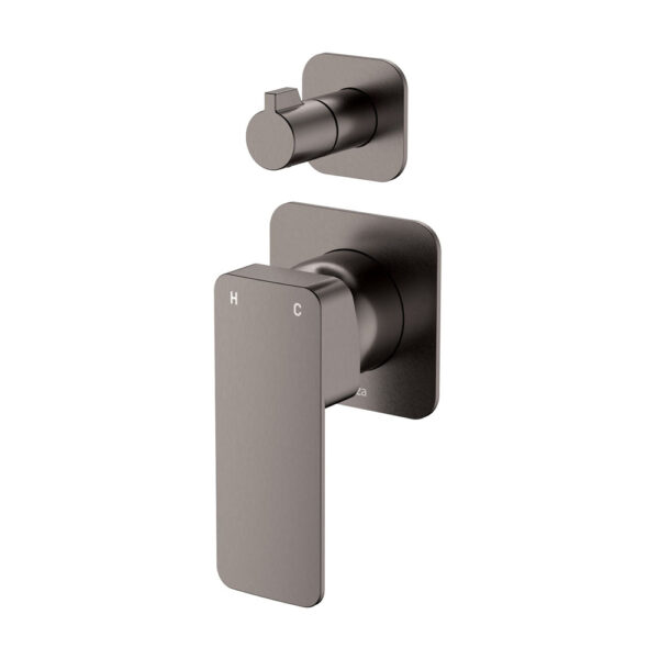 Tono Wall Diverter Mixer, Square Plates, Gun Metal