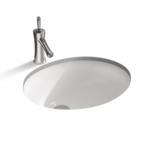 Undermount  Ceramic Basin - Overflow - Gloss White - Oval - 500mm | K407