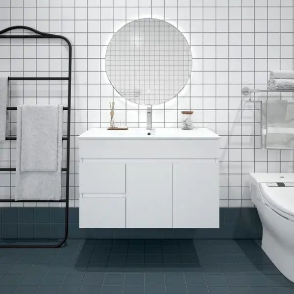 UNICASA BI-90W-GW BIANCA WALL HUNG MDF VANITY 900MM GLOSS WHITE - Urban Designs Bathroom and Kitchen