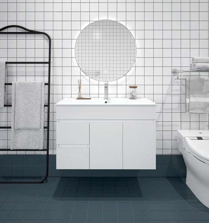 UNICASA BI-90W-GW BIANCA WALL HUNG MDF VANITY 900MM GLOSS WHITE - Urban Designs Bathroom and Kitchen