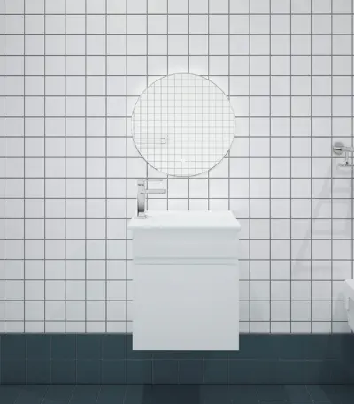 UNICASA BIPS-40W-GW SMALL SPACE WALL HUNG PVC VANITY 400MM GLOSS WHITE - Urban Designs Bathroom and Kitchen