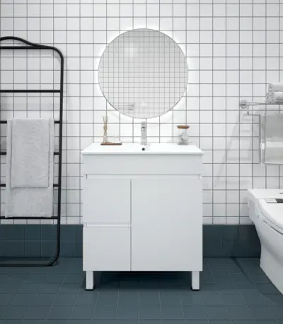 UNICASA BIPS-75L-GW BIANCA SLIM FREESTANDING PVC VANITY 750MM GLOSS WHITE - Urban Designs Bathroom and Kitchen