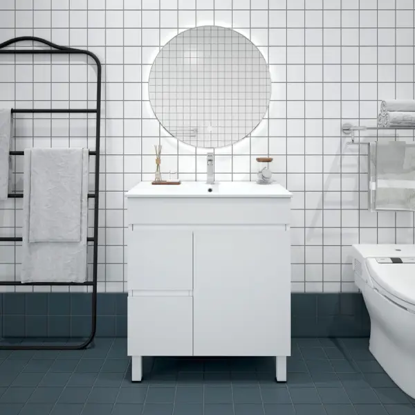 UNICASA BIPS-75L-GW BIANCA SLIM FREESTANDING PVC VANITY 750MM GLOSS WHITE - Urban Designs Bathroom and Kitchen