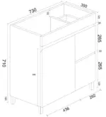 UNICASA BIPS-75L-GW BIANCA SLIM FREESTANDING PVC VANITY 750MM GLOSS WHITE - Urban Designs Bathroom and Kitchen