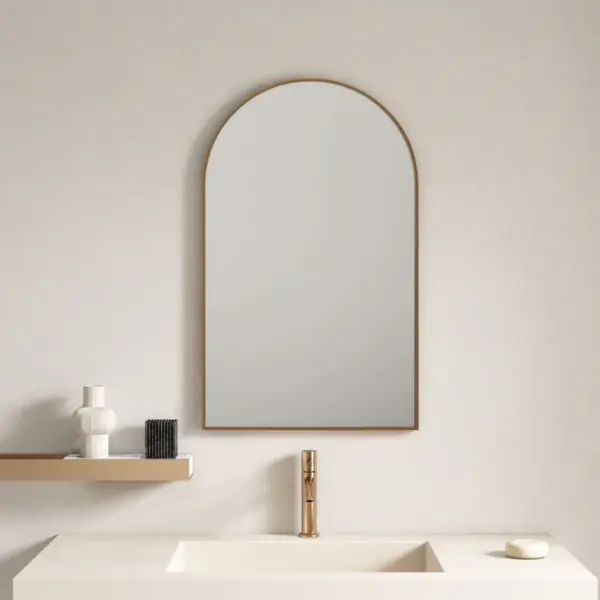 UNICASA FMA-9060-BG ALUMINUM FRAMED ARCH MIRROR 900x600MM BRUSHED GOLD - Urban Designs Bathroom and Kitchen