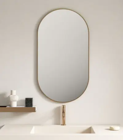 UNICASA FMO-9050-BG ALUMINUM FRAMED OVAL MIRROR 500x900MM BRUSHED GOLD - Urban Designs Bathroom and Kitchen