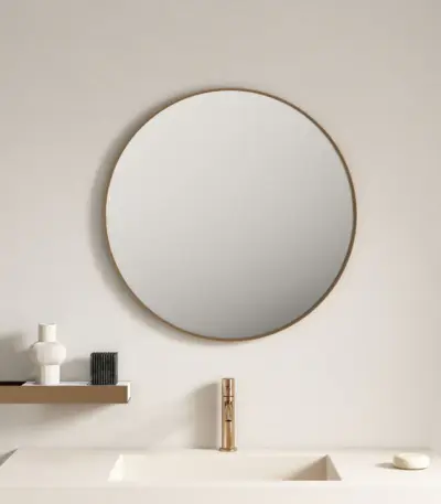 UNICASA FMR-90-BG ALUMINUM FRAMED ROUND MIRROR 900MM BRUSHED GOLD - Urban Designs Bathroom and Kitchen