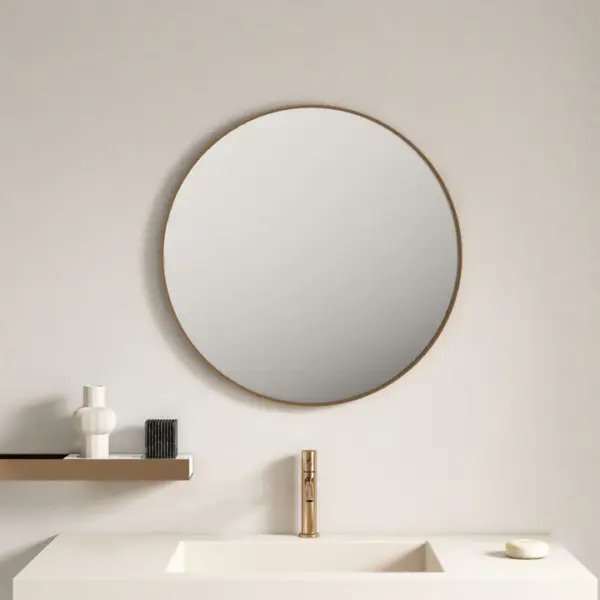 UNICASA FMR-90-BG ALUMINUM FRAMED ROUND MIRROR 900MM BRUSHED GOLD - Urban Designs Bathroom and Kitchen