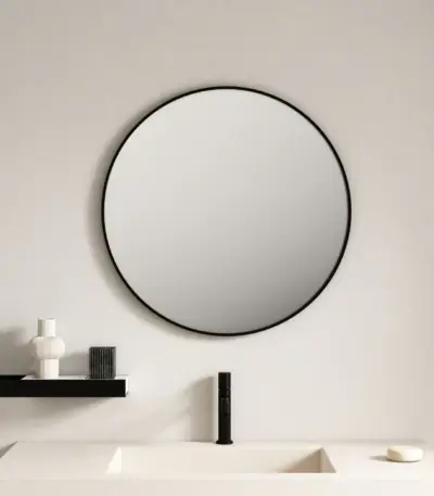 UNICASA FMR-90-MB ALUMINUM FRAMED ROUND MIRROR 900MM MATTE BLACK - Urban Designs Bathroom and Kitchen