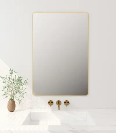 UNICASA FMS-7560-BG ALUMINUM FRAMED RECTANGLE MIRROR 600x750MM BRUSHED GOLD - Urban Designs Bathroom and Kitchen