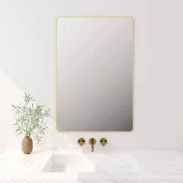 UNICASA FMS-7560-BG ALUMINUM FRAMED RECTANGLE MIRROR 600x750MM BRUSHED GOLD - Urban Designs Bathroom and Kitchen
