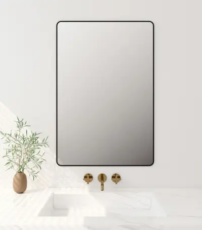 UNICASA FMS-7560-MB ALUMINUM FRAMED RECTANGLE MIRROR 600x750MM MATTE BLACK - Urban Designs Bathroom and Kitchen