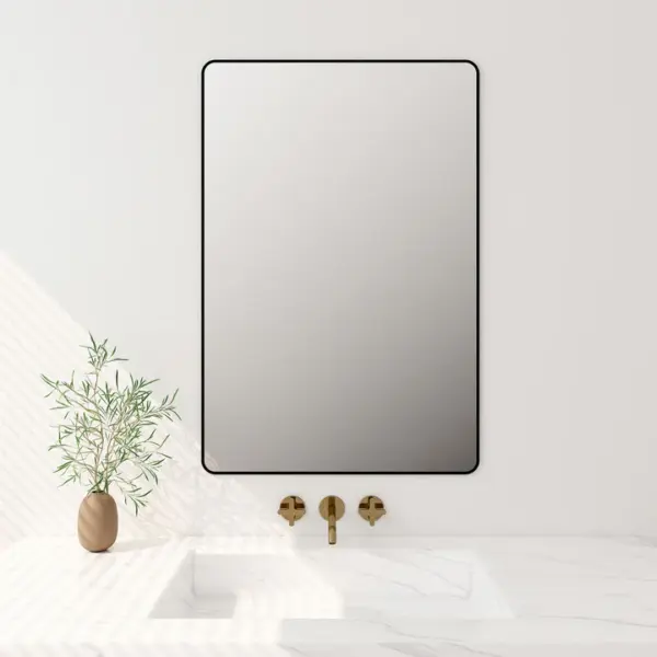 UNICASA FMS-7560-MB ALUMINUM FRAMED RECTANGLE MIRROR 600x750MM MATTE BLACK - Urban Designs Bathroom and Kitchen