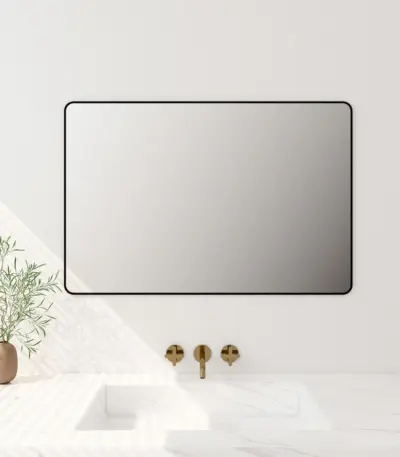 UNICASA FMS-7590-MB ALUMINUM FRAMED RECTANGLE MIRROR 900x750MM MATTE BLACK - Urban Designs Bathroom and Kitchen