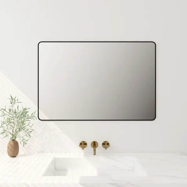 UNICASA FMS-7590-MB ALUMINUM FRAMED RECTANGLE MIRROR 900x750MM MATTE BLACK - Urban Designs Bathroom and Kitchen