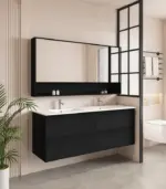 UNICASA HE-150W-BO HERA WALL HUNG VANITY 1500MM BLACK OAK - Urban Designs Bathroom and Kitchen