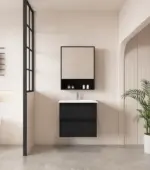 UNICASA HE-60W-BO HERA WALL HUNG VANITY 600MM BLACK OAK - Urban Designs Bathroom and Kitchen