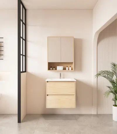 UNICASA HE-60W-TO HERA WALL HUNG VANITY 600MM TAS OAK - Urban Designs Bathroom and Kitchen