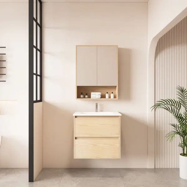 UNICASA HE-60W-TO HERA WALL HUNG VANITY 600MM TAS OAK - Urban Designs Bathroom and Kitchen