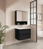 UNICASA HE-75W-BO HERA WALL HUNG VANITY 750MM BLACK OAK - Urban Designs Bathroom and Kitchen
