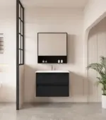 UNICASA HE-75W-BO HERA WALL HUNG VANITY 750MM BLACK OAK - Urban Designs Bathroom and Kitchen