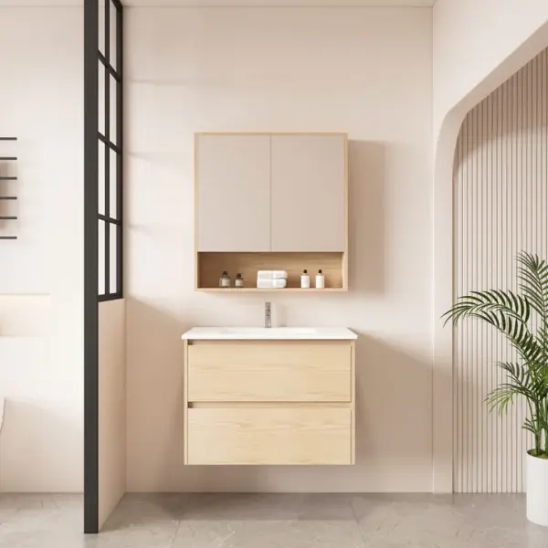 UNICASA HE-75W-TO HERA WALL HUNG VANITY 750MM TAS OAK - Urban Designs Bathroom and Kitchen