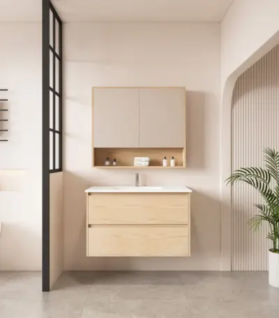 UNICASA HE-90W-TO HERA WALL HUNG VANITY 900MM TAS OAK - Urban Designs Bathroom and Kitchen