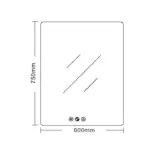 UNICASA LED-6075-SQ LUNA RECTANGLE FRAMELESS LED MIRROR 600x750MM - Urban Designs Bathroom and Kitchen