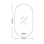 UNICASA LED-9050-O LUNA OVAL FRAMELESS LED MIRROR 500x900MM - Urban Designs Bathroom and Kitchen