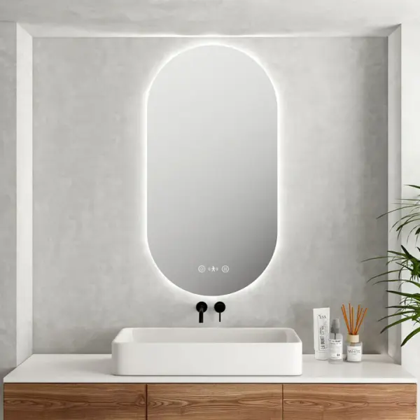 UNICASA LED-9050-O LUNA OVAL FRAMELESS LED MIRROR 500x900MM - Urban Designs Bathroom and Kitchen