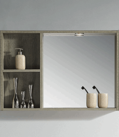 UNICASA MD-90SL MIDI SHAVING MIRROR WITH SHELF COSTA OAK / NORTHERN ALDER - Urban Designs Bathroom and Kitchen