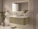 UNICASA ROM-1200-BO ROME FLUTED CURVE WALL HUNG VANITY 1200MM BUR OAK - Urban Designs Bathroom and Kitchen