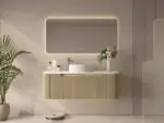 UNICASA ROM-1200-BO ROME FLUTED CURVE WALL HUNG VANITY 1200MM BUR OAK - Urban Designs Bathroom and Kitchen