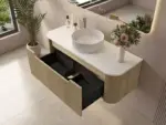 UNICASA ROM-1200-BO ROME FLUTED CURVE WALL HUNG VANITY 1200MM BUR OAK - Urban Designs Bathroom and Kitchen