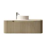 UNICASA ROM-1200-BO ROME FLUTED CURVE WALL HUNG VANITY 1200MM BUR OAK - Urban Designs Bathroom and Kitchen