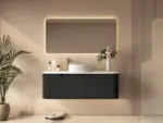 UNICASA ROM-1200-MB ROME FLUTED CURVE WALL HUNG VANITY 1200MM MATTE BLACK - Urban Designs Bathroom and Kitchen