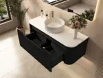 UNICASA ROM-1200-MB ROME FLUTED CURVE WALL HUNG VANITY 1200MM MATTE BLACK - Urban Designs Bathroom and Kitchen