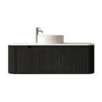 UNICASA ROM-1200-MB ROME FLUTED CURVE WALL HUNG VANITY 1200MM MATTE BLACK - Urban Designs Bathroom and Kitchen