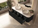 UNICASA ROM-1500-MB ROME FLUTED CURVE WALL HUNG VANITY 1500MM MATTE BLACK - Urban Designs Bathroom and Kitchen