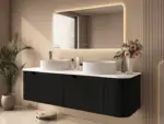 UNICASA ROM-1500-MB ROME FLUTED CURVE WALL HUNG VANITY 1500MM MATTE BLACK - Urban Designs Bathroom and Kitchen