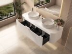 UNICASA ROM-1500-MW ROME FLUTED CURVE WALL HUNG VANITY 1500MM MATTE WHITE - Urban Designs Bathroom and Kitchen