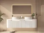 UNICASA ROM-1500-MW ROME FLUTED CURVE WALL HUNG VANITY 1500MM MATTE WHITE - Urban Designs Bathroom and Kitchen