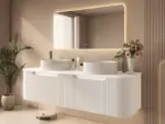 UNICASA ROM-1500-MW ROME FLUTED CURVE WALL HUNG VANITY 1500MM MATTE WHITE - Urban Designs Bathroom and Kitchen